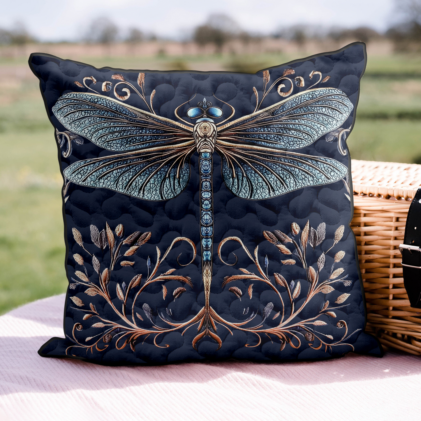 Golden Dragonfly Quilted Pillow Case NCU0DK3855