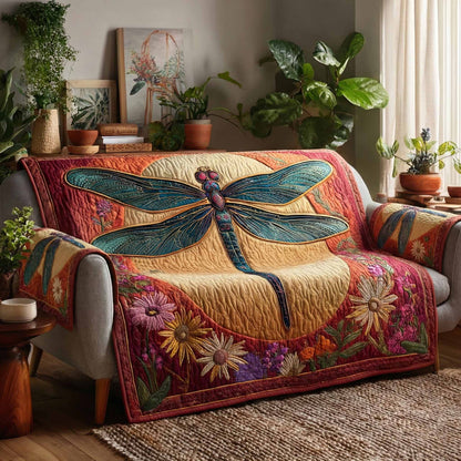 Golden Dragonfly Quilted Sofa Cover NCU0XD2351