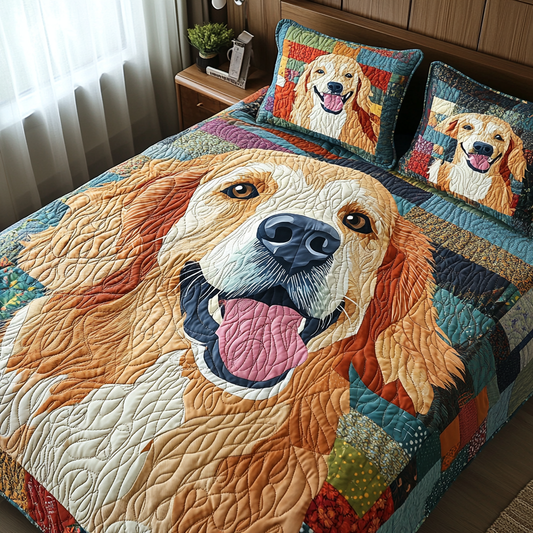 Golden Dreams 3-Piece Quilted Bedding Set NCU0DV5495