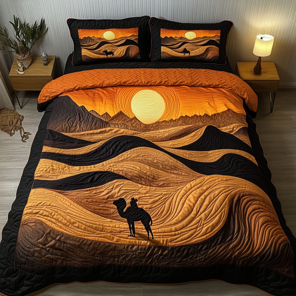 Golden Dunes 3-Piece Quilted Bedding Set NCU0DK6135