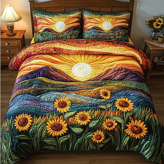 Golden Dusk 3-Piece Quilted Bedding Set NCU0VH2186