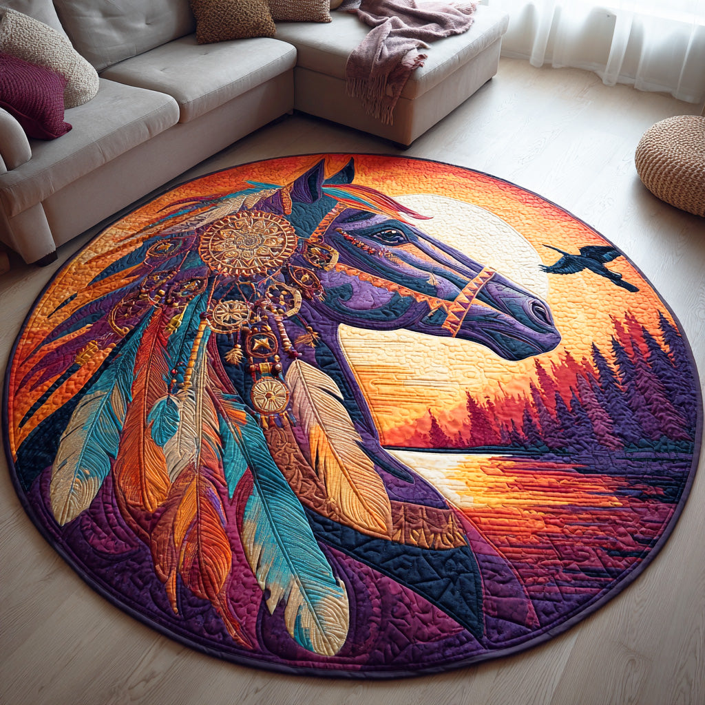 Golden Dust Ride Quilted Round Mat NCU0TD991