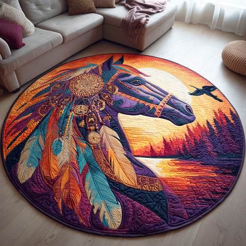 Golden Dust Ride Quilted Round Mat NCU0TD991