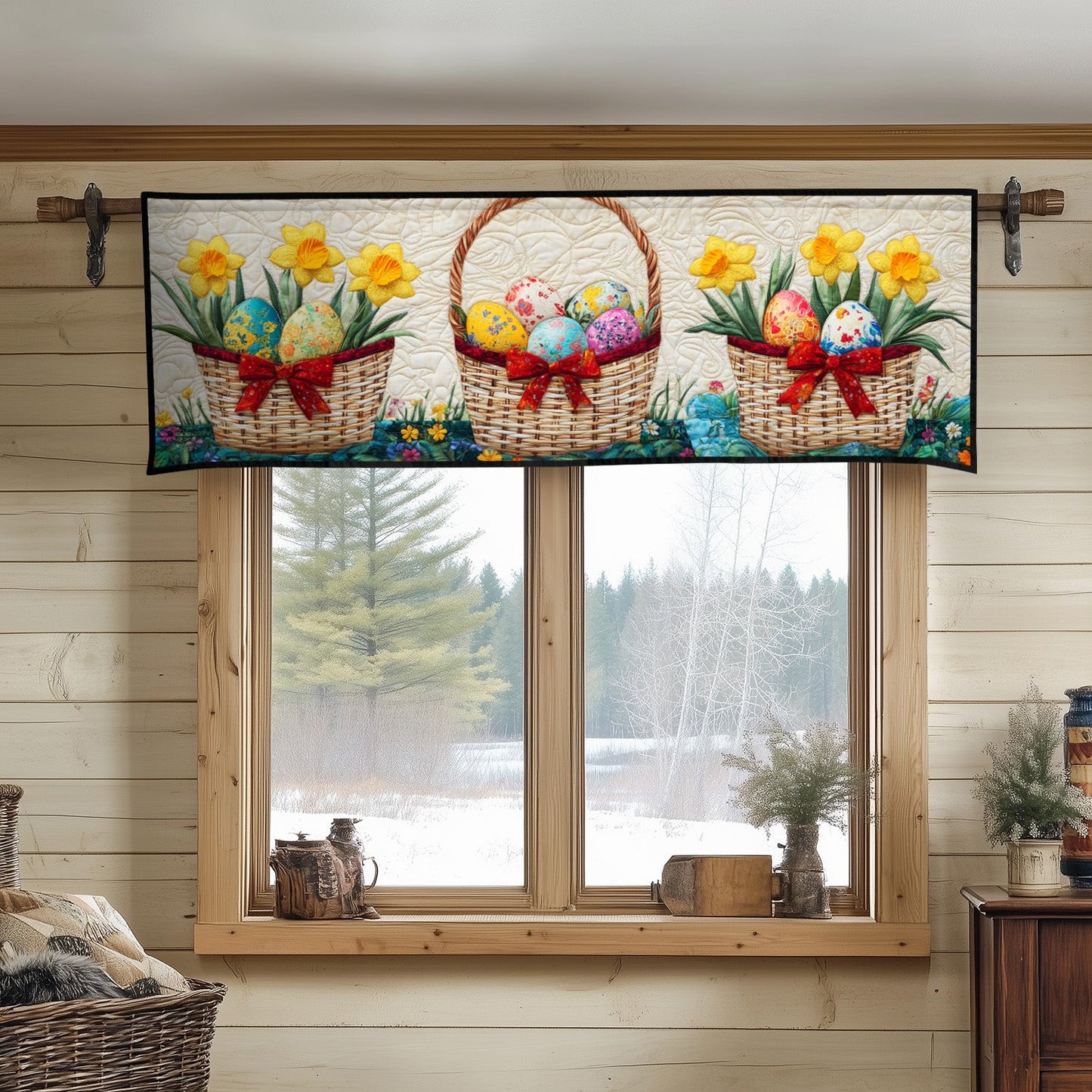 Golden Easter Baskets Quilted Valance NCU0NT4514