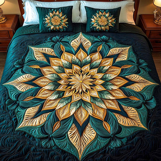 Golden Elegance 3-Piece Quilted Bedding Set NCU0NT2444