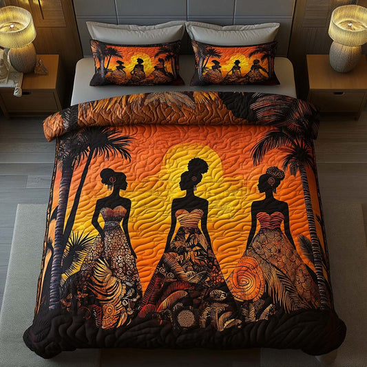 Golden Elegance Sisters 3-Piece Quilted Bedding Set NCU0NT7672