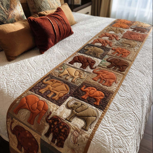 Golden Elephant Quilted Bed Runner NCU0NT8635