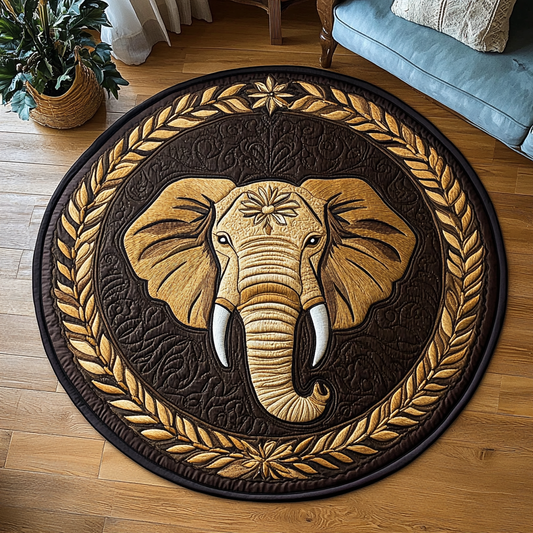 Golden Elephant Quilted Round Mat NCU0DK9644