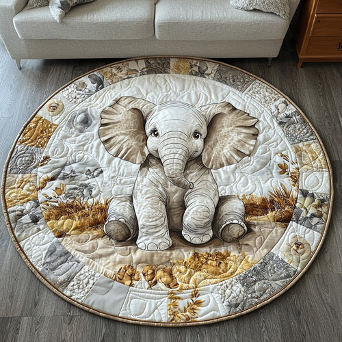 Golden Elephant Quilted Round Mat NCU0DV6680