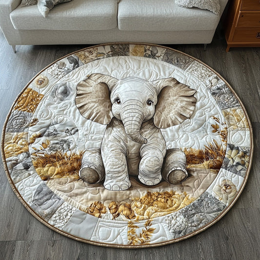 Golden Elephant Quilted Round Mat NCU0DV6680