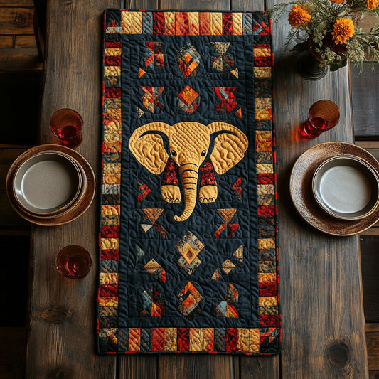 Golden Elephant Quilted Table Runner NCU0DV6451