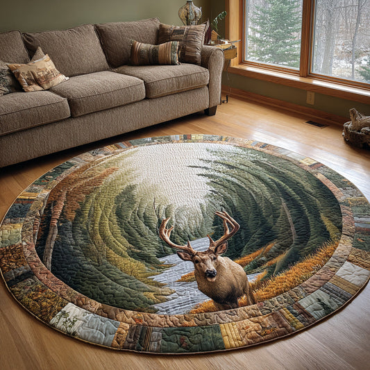 Golden Elk Quilted Round Mat NCU0DV7882