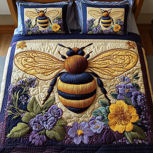 Golden Essence 3-Piece Quilted Bedding Set NCU0NT2826