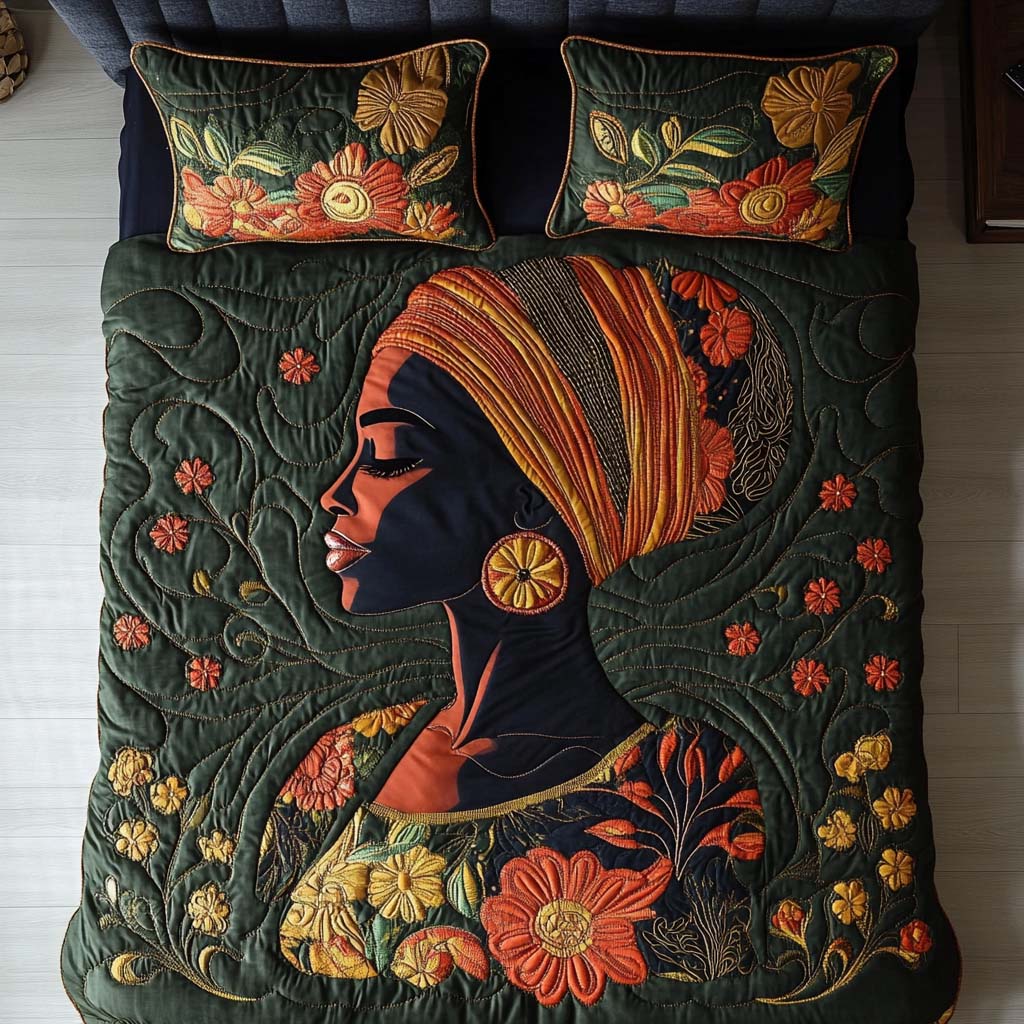 Black Girls 3-Piece Quilted Bedding Set NCU0VT192