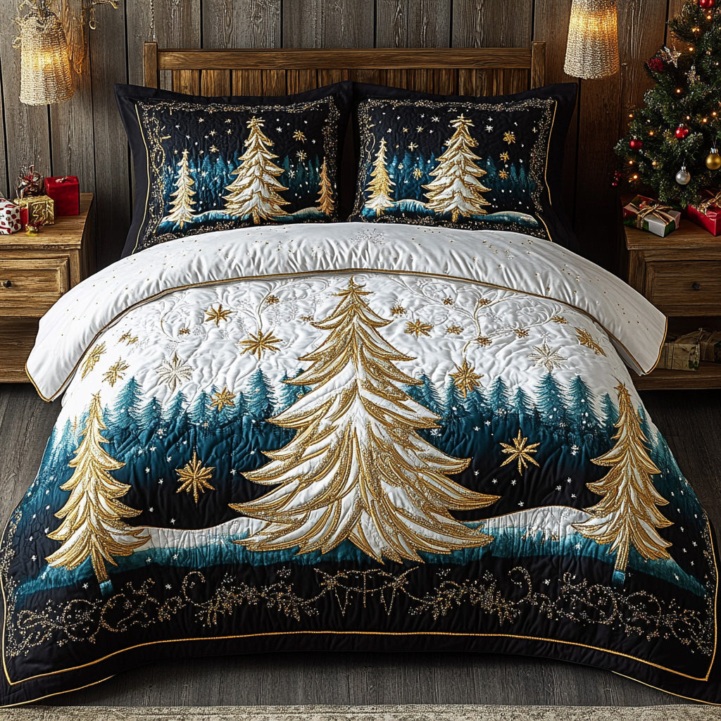 Golden Evergreen 3-Piece Quilted Bedding Set NCU0VL2937
