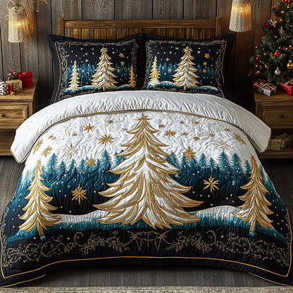 Golden Evergreen 3-Piece Quilted Bedding Set NCU0VL2937