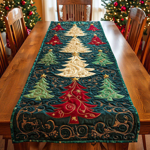 Golden Evergreen Quilted Table Runner NCU0TV718
