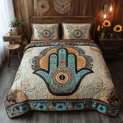 Golden Eye 3-Piece Quilted Bedding Set NCU0VL1720