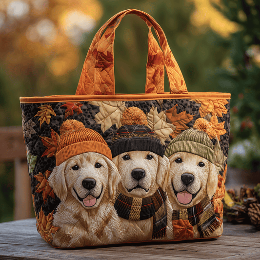 Golden Fall Friends Quilted Tote Bag NCU0TH2803