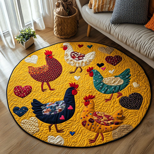Golden Farmyard Quilted Round Mat NCU0NT4551