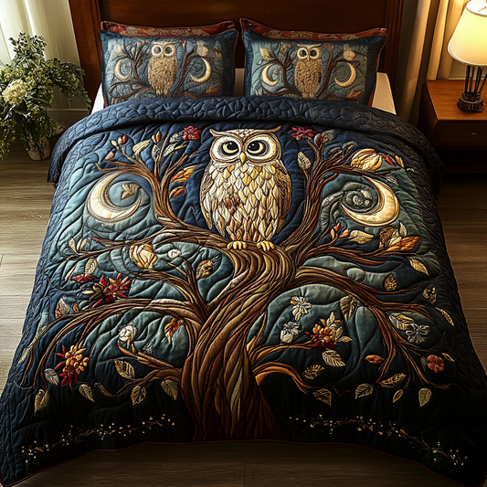 Golden Feathers 3-Piece Quilted Bedding Set NCU0VH1462