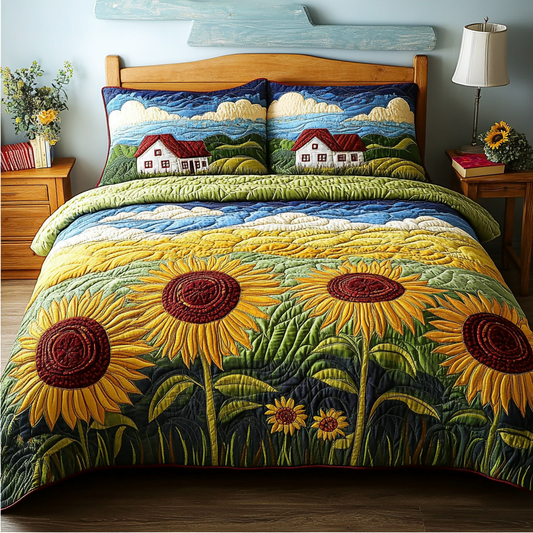 Golden Field 3-Piece Quilted Bedding Set NCU0DK8729
