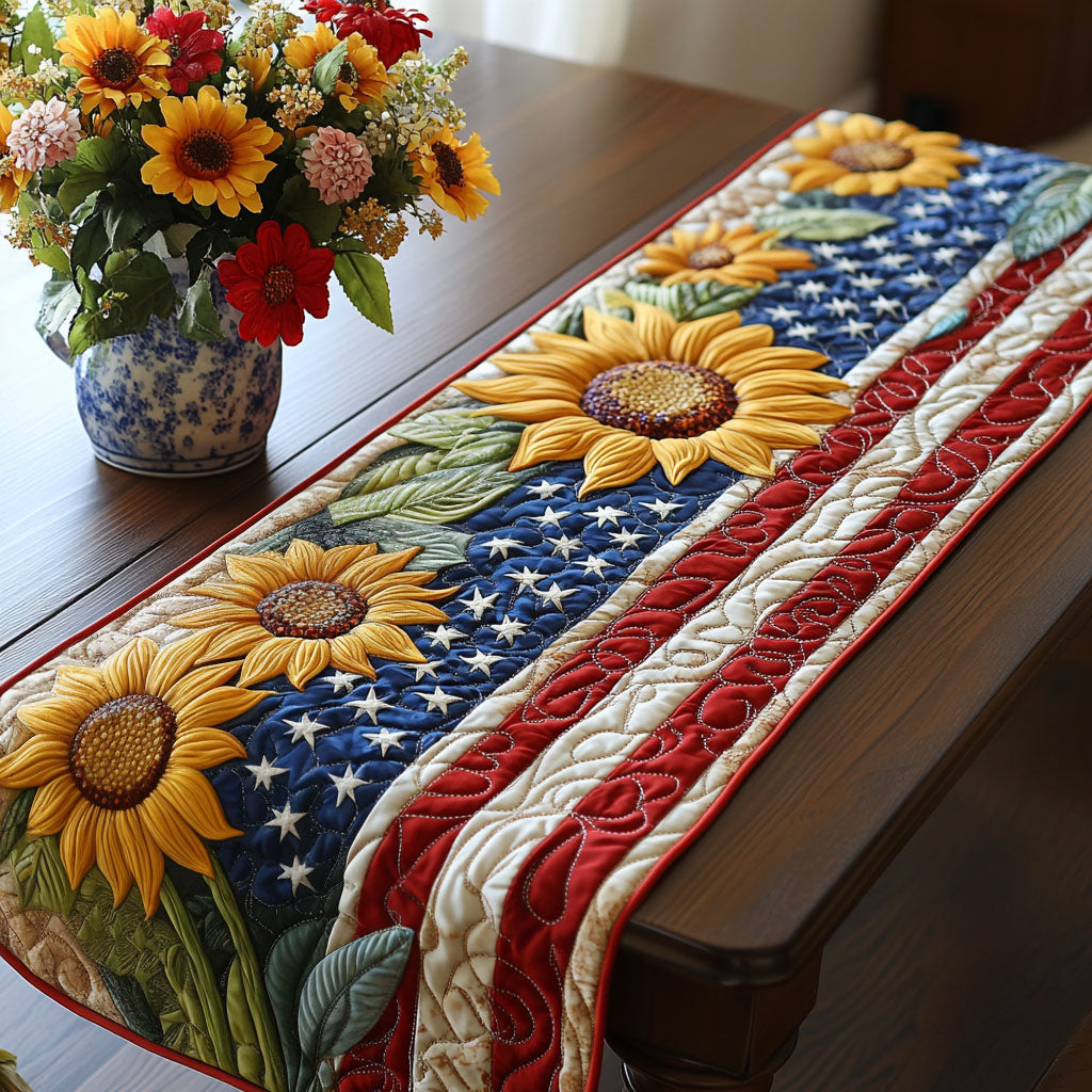 Golden Field Flag Quilted Table Runner NCU0NT5971