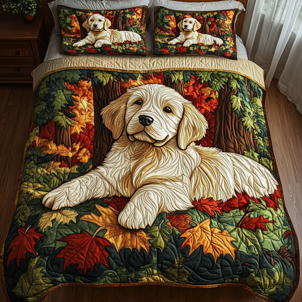 Golden Fields 3Piece Quilted Bedding Set NCU0DK2051 Vantique