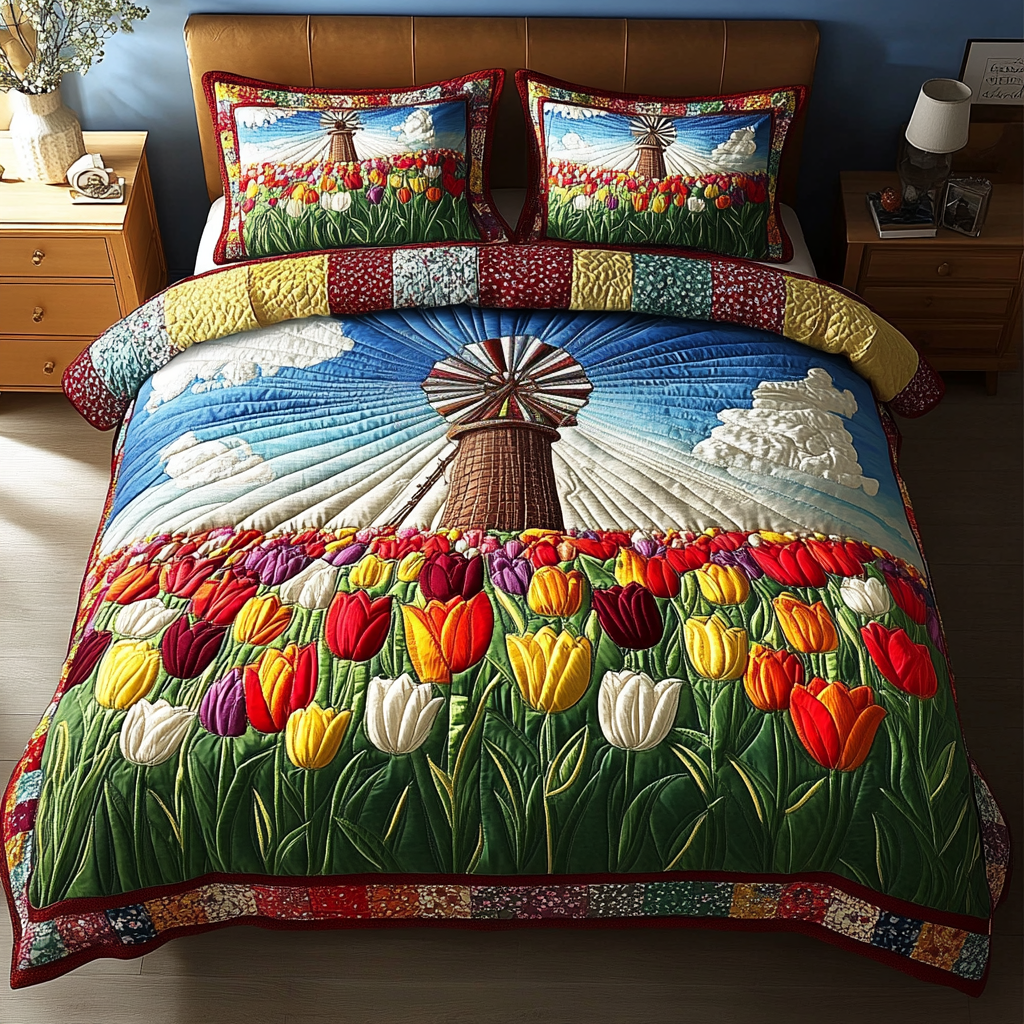 Golden Fields 3-Piece Quilted Bedding Set NCU0DK4740