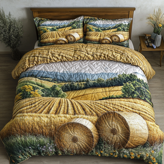 Golden Fields 3-Piece Quilted Bedding Set NCU0DK6255