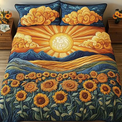 Golden Fields 3-Piece Quilted Bedding Set NCU0VH2181