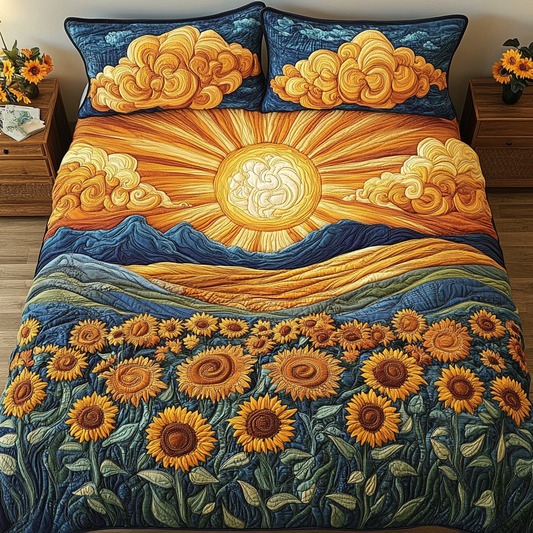 Golden Fields 3-Piece Quilted Bedding Set NCU0VH2181