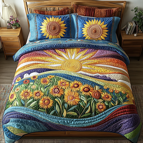 Golden Fields 3-Piece Quilted Bedding Set NCU0VH3568