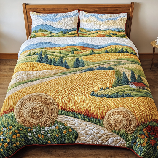 Golden Fields 3-Piece Quilted Bedding Set NCU0VH4004