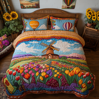 Golden Fields 3-Piece Quilted Bedding Set NCU0VL1681