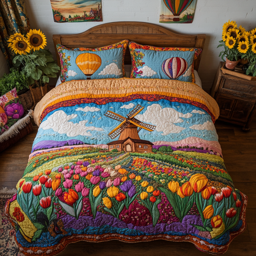 Golden Fields 3-Piece Quilted Bedding Set NCU0VL1681