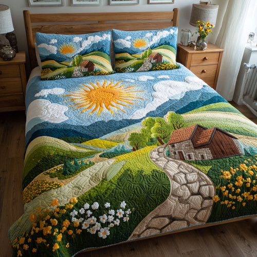 Golden Fields 3-Piece Quilted Bedding Set NCU0VL3135