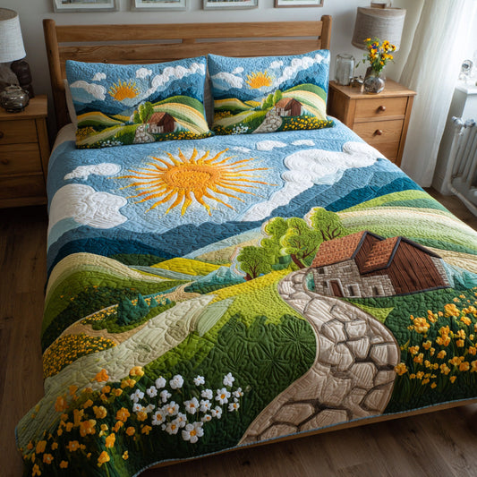 Golden Fields 3-Piece Quilted Bedding Set NCU0VL3135