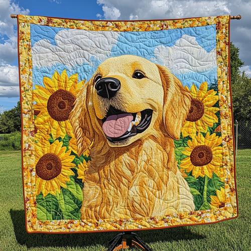 Golden Fields of Sunflowers Quilted Blanket NCU0DK1528