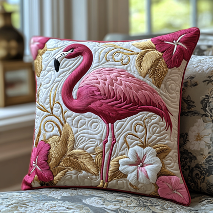 Golden Flamingo Quilted Pillow Case NCU0DV6080