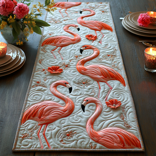 Golden Flamingo Quilted Table Runner NCU0DV6052