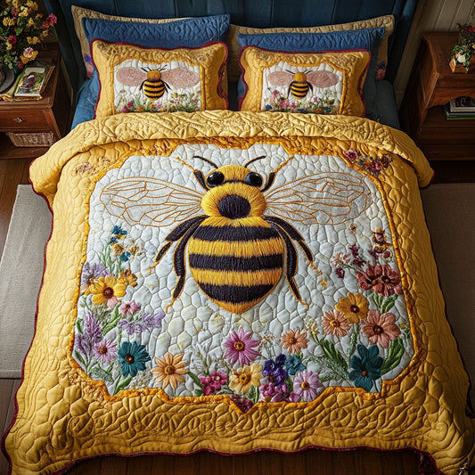 Golden Flight 3-Piece Quilted Bedding Set NCU0NT2827
