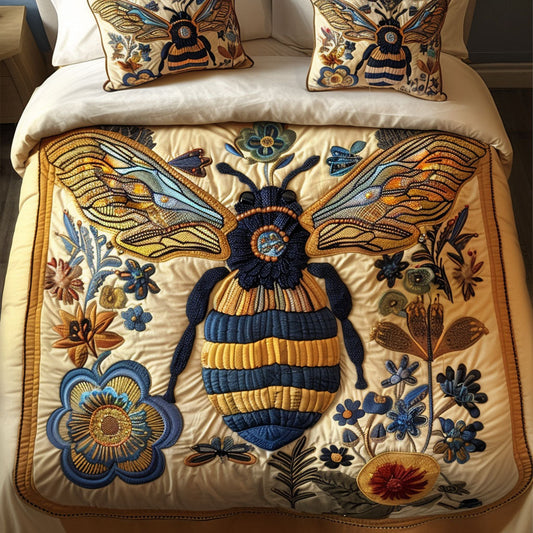 Golden Flight 3-Piece Quilted Bedding Set NCU0NT4594