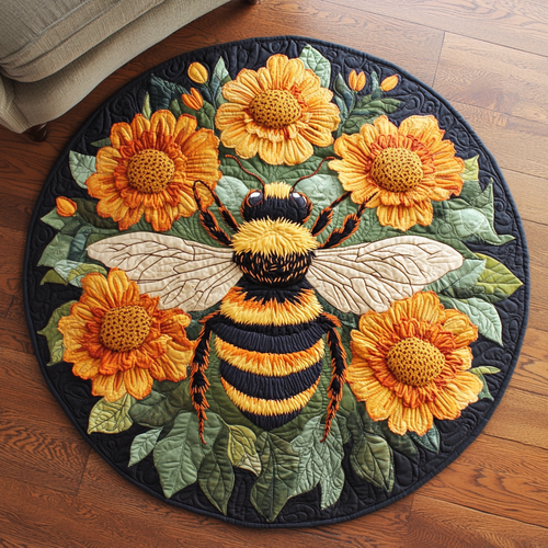 Golden Flight Quilted Round Mat NCU0VH5342