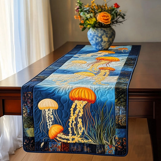 Golden Flow Quilted Table Runner NCU0NT3797