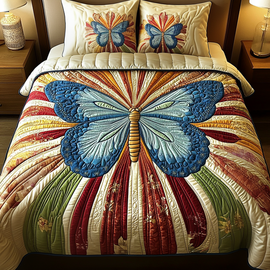 Golden Flutter 3-Piece Quilted Bedding Set NCU0VH2066