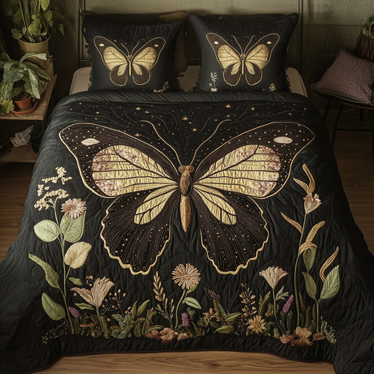 Golden Flutter 3-Piece Quilted Bedding Set NCU0VH2070