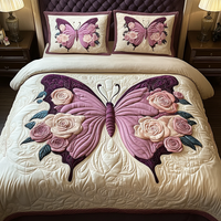 Golden Flutter 3-Piece Quilted Bedding Set NCU0VH2206