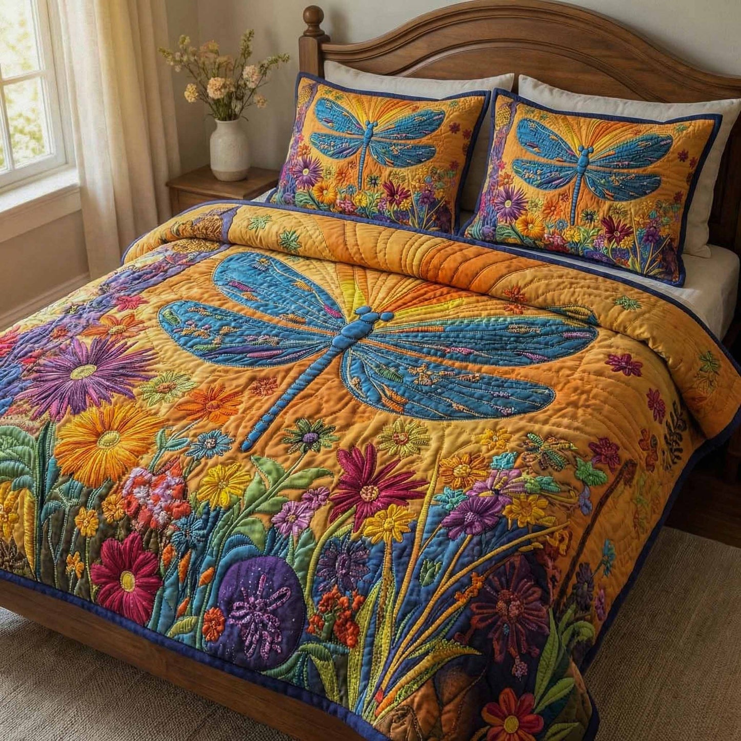 Golden Flutter 3-Piece Quilted Bedding Set NCU0XD2464