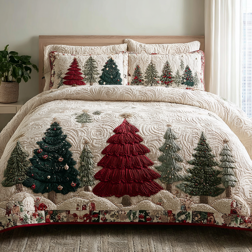 Golden Forest 3-Piece Quilted Bedding Set NCU0DK11298